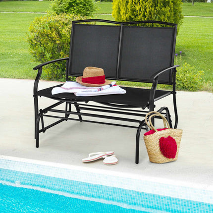 Outdoor Glider Rocking Loveseat, 2-Seat Steel Frame