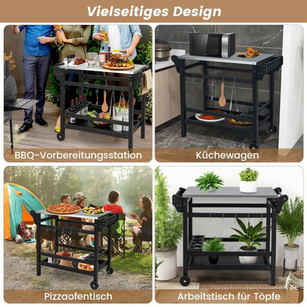 Outdoor Grill Cart with HDPE, Spice Tray & Wheels