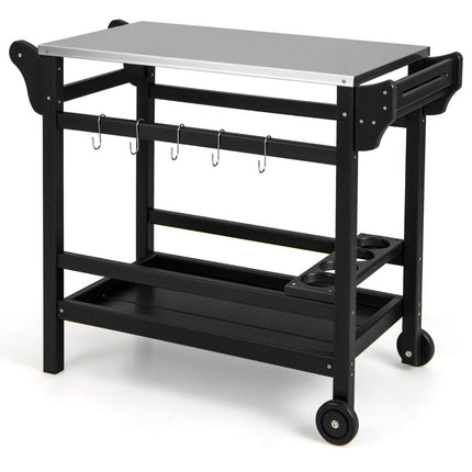 Outdoor Grill Cart with HDPE, Spice Tray & Wheels