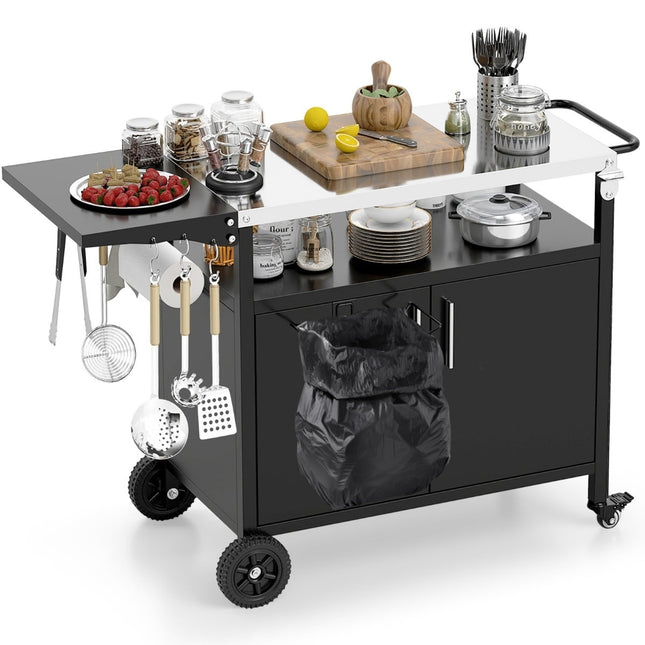 Outdoor Grill Cart with Stainless Steel Top & Storage
