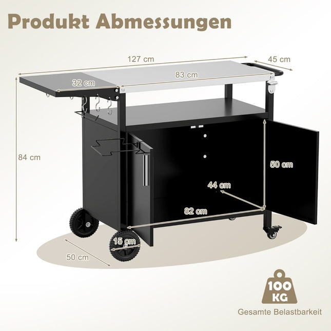 Outdoor Grill Cart with Stainless Steel Top & Storage