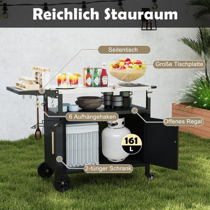 Outdoor Grill Cart with Stainless Steel Top & Storage