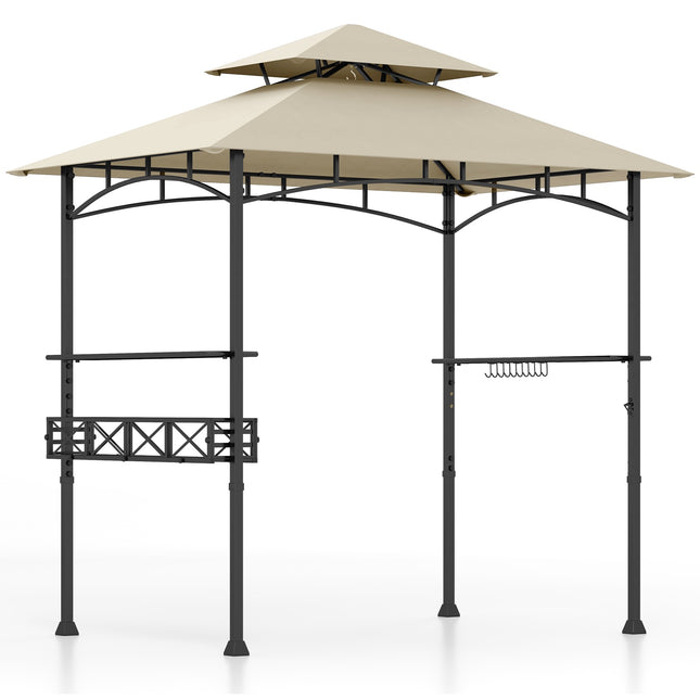 Tuinpaviljoen met grill, 2,4 x 1,5 meter, twee verdiepingen, planken en haken.