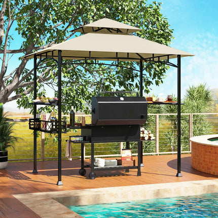 Outdoor Grill Gazebo 8x5 Ft, Double-Tier, Shelves, Hooks