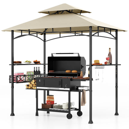 Outdoor Grill Gazebo 8x5 Ft, Double-Tier, Shelves, Hooks