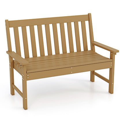 Outdoor HDPE Garden Bench, Weatherproof, 2-3 Seater, Brown