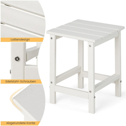 Outdoor HDPE Side Table, Weatherproof, 36x36x47 cm, White