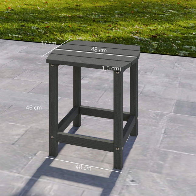 Outdoor HDPE Side Table, Weatherproof, 48x37x46 cm, Gray