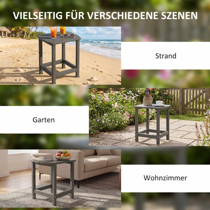 Outdoor HDPE Side Table, Weatherproof, 48x37x46 cm, Gray