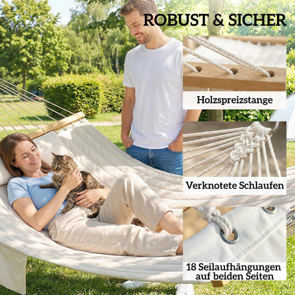 Outdoor Hammock 200x140cm, Double Layer with Pillow & Pocket