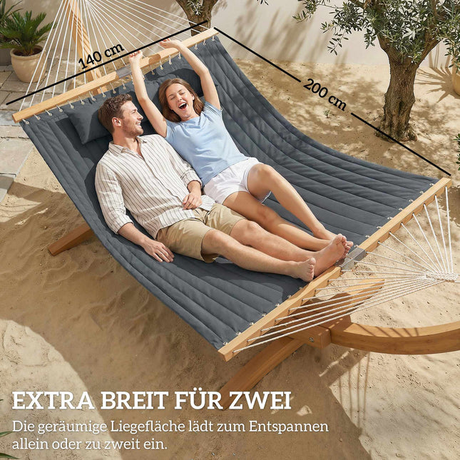 Outdoor Hammock 200x140cm, Double Layer with Pillow & Pocket