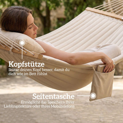Outdoor Hammock 200x140cm, Double Layer with Pillow & Pocket