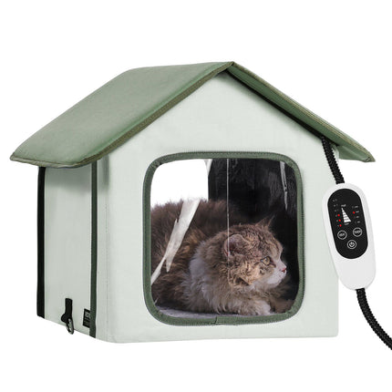 Outdoor Heated Cat House with Timer, Elevated, Small