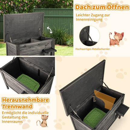 Outdoor Insulated Wooden Cat House with Foam Insulation