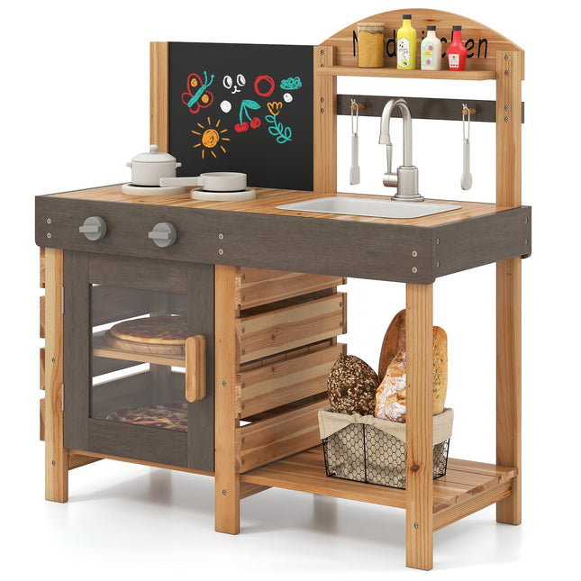 Outdoor Kids Mud Kitchen with Blackboard & Sink