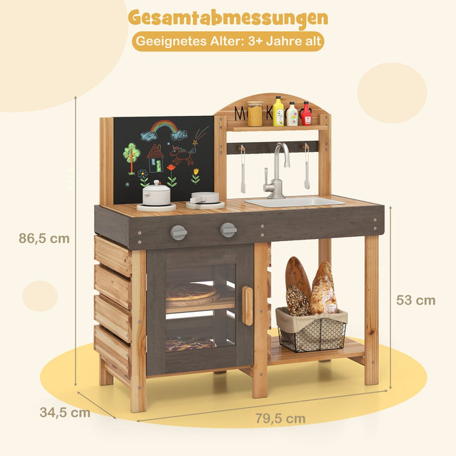 Outdoor Kids Mud Kitchen with Blackboard & Sink