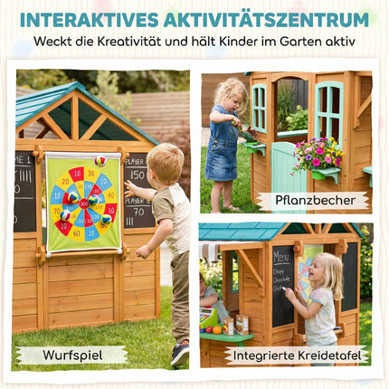 Outdoor Kids Playhouse with Chalkboard and Plant Box
