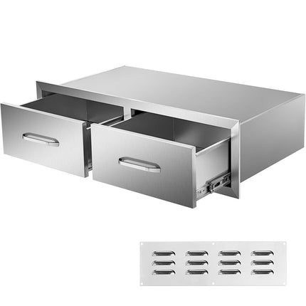 Outdoor Kitchen Double Drawers, 30 x 10 x 20 in, Stainless