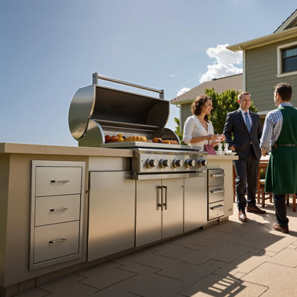 Outdoor Kitchen Stainless Steel Triple Drawer Cabinet, 18.11 in