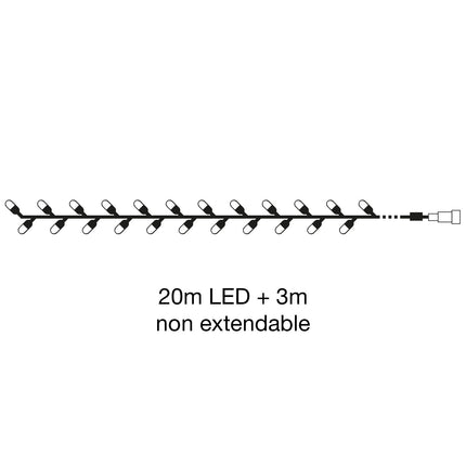 Outdoor LED String Lights 20m, 200 LEDs, Warm White
