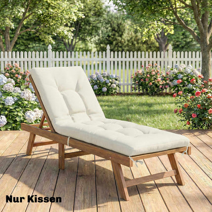 Outdoor Lounger Cushion, 198x65x13cm, Beige, UV50+ Water-Resistant