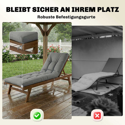 Outdoor Lounger Cushion, Removable, 198x65x13 cm, Light Grey