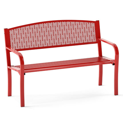 Outdoor Metal Bench, 2-3 Seats, Red, 300kg Capacity