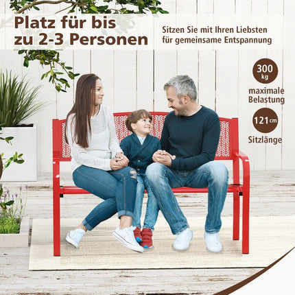 Outdoor Metal Bench, 2-3 Seats, Red, 300kg Capacity