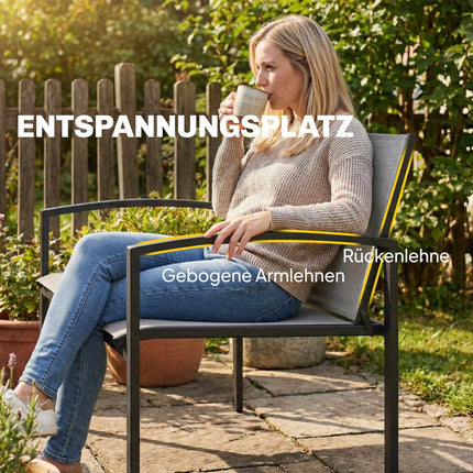 Outdoor Metal Bench, 2-Seater, Breathable Fabric, Grey