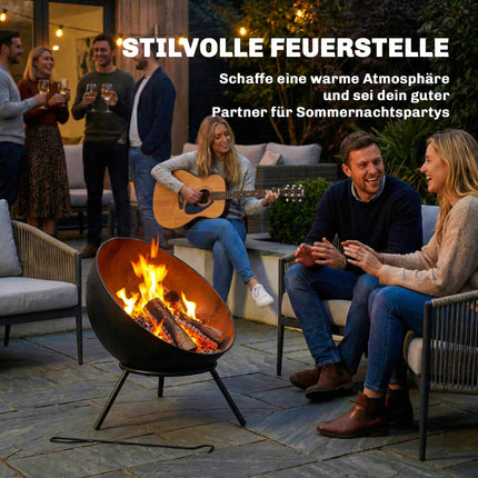 Outdoor Metal Fire Pit, 60cm, Black, Easy Assembly