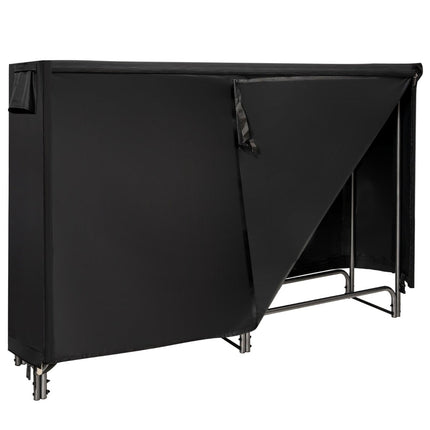 Outdoor Metal Firewood Rack with Waterproof Cover, 184x35.5x122.5 cm