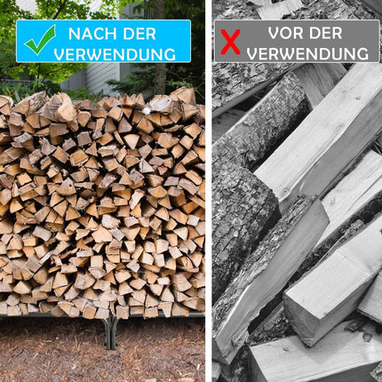 Outdoor Metal Firewood Rack with Waterproof Cover, 184x35.5x122.5 cm