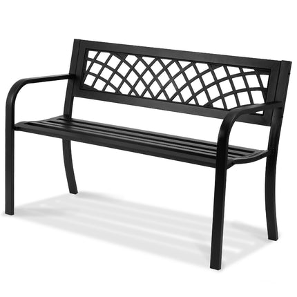 Outdoor Metal Garden Bench 46 In, 480 Lb, Backrest, Armrests