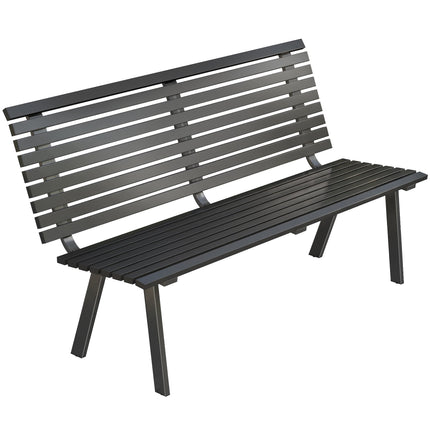 Outdoor Metal Garden Bench, Black, 154 cm, Seats 3