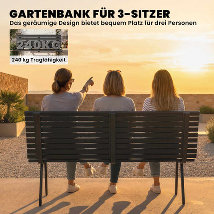 Outdoor Metal Garden Bench, Black, 154 cm, Seats 3