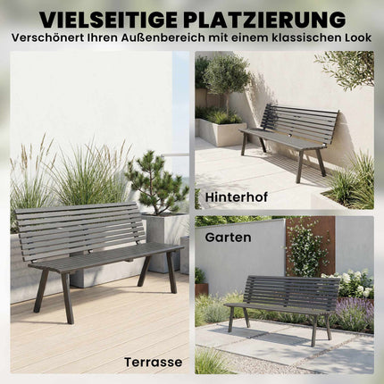 Outdoor Metal Garden Bench, Black, 154 cm, Seats 3