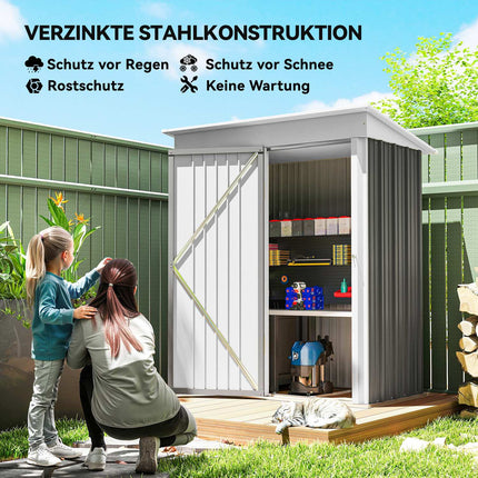 Outdoor Metal Garden Shed, Adjustable Shelves, Lockable Door