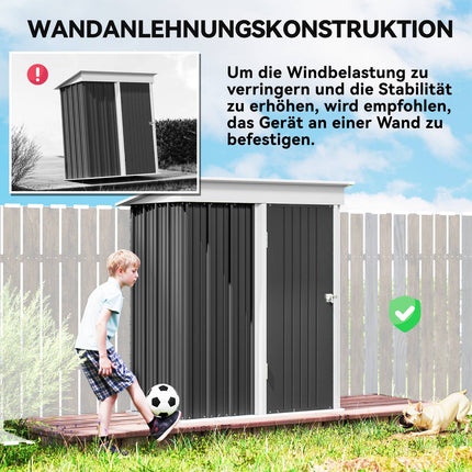 Outdoor Metal Garden Shed, Adjustable Shelves, Lockable Door