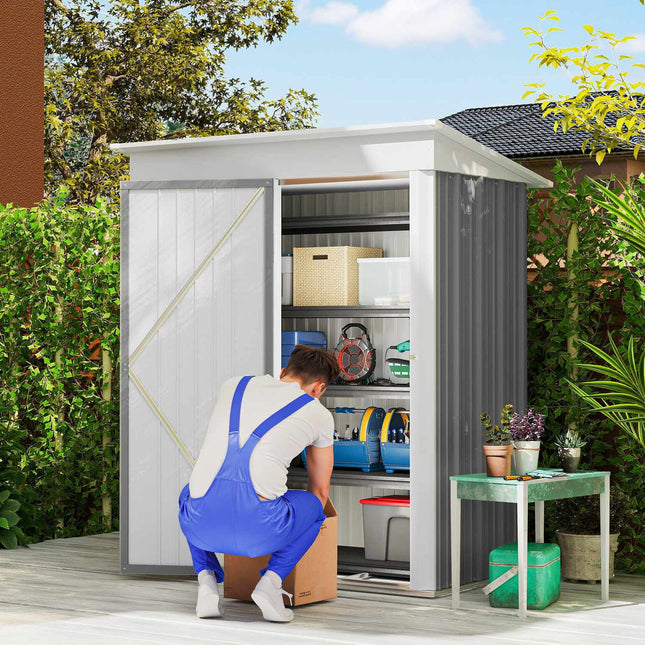 Outdoor Metal Garden Shed, Adjustable Shelves, Lockable Door