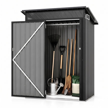 Outdoor Metal Storage Shed, Lockable Door, 150x89x185 CM