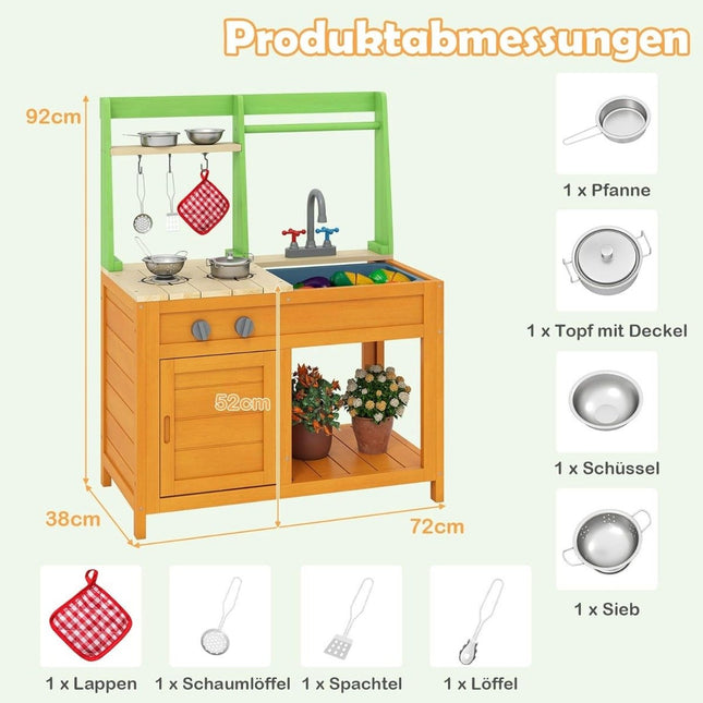 Outdoor Mud Kitchen for Kids with Stove & Faucet