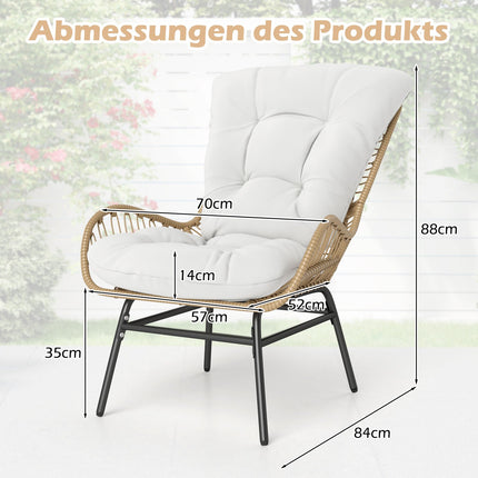 Outdoor PE Rattan Dining Chair With Off-White Cushion