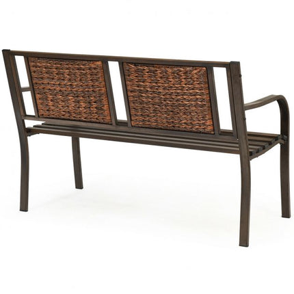 Outdoor Patio Bench – PE Rattan, Steel Frame, 500 lb