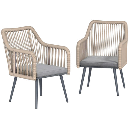 Outdoor Patio Chair Set, Steel Frame, PE Rattan, 2 Pieces