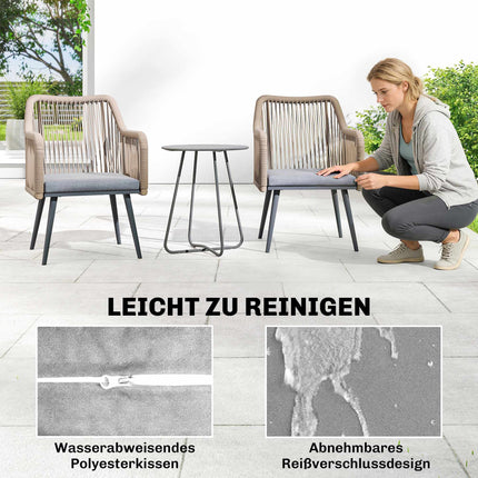 Outdoor Patio Chair Set, Steel Frame, PE Rattan, 2 Pieces