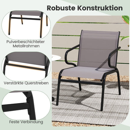 Outdoor Patio Chairs Set of 2, Breathable Fabric, 150kg Capacity