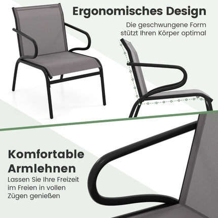 Outdoor Patio Chairs Set of 2, Breathable Fabric, 150kg Capacity