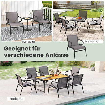 Outdoor Patio Chairs Set of 2, Breathable Fabric, 150kg Capacity