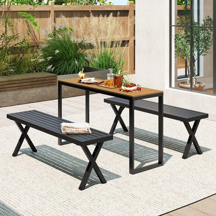Outdoor Patio Console Table, 129 x 42 cm WPC Top