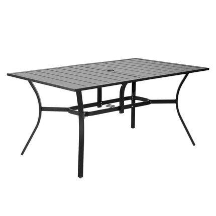 Outdoor Patio Dining Table 150cm, Metal, Umbrella Hole